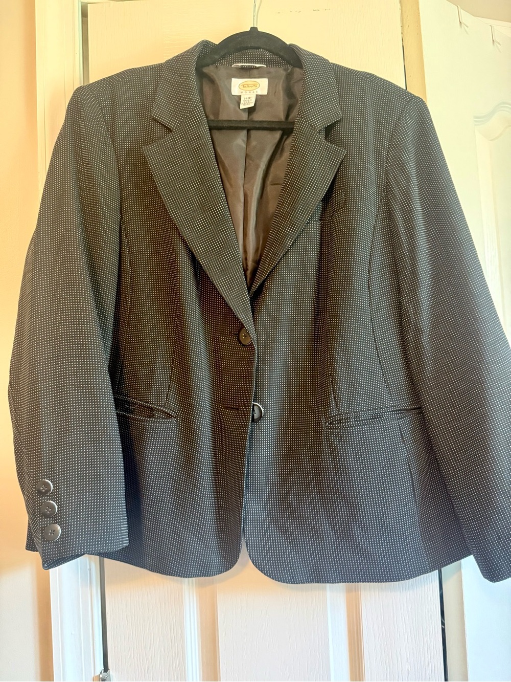 Talbots Black and White Micro-Check Blazer